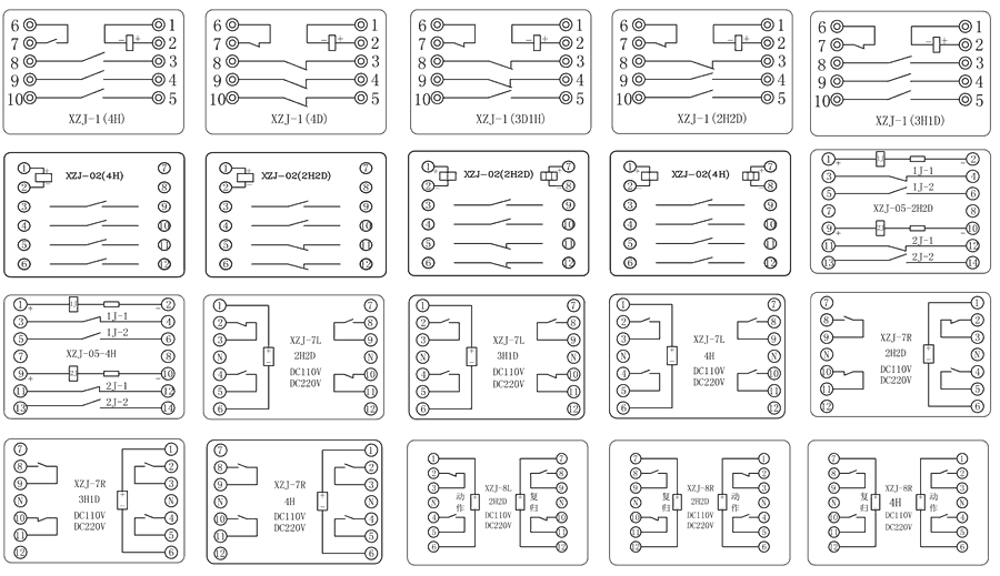 XZJ-11R-5H1D/DC110V/DC220V内部接线图