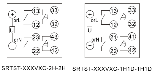SRTST-24VDC-1H1D-1H1D-C内部接线图