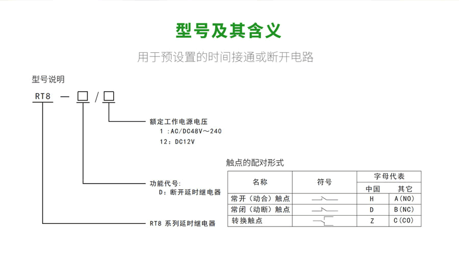 RT8-D断电延时继电器型号及含义